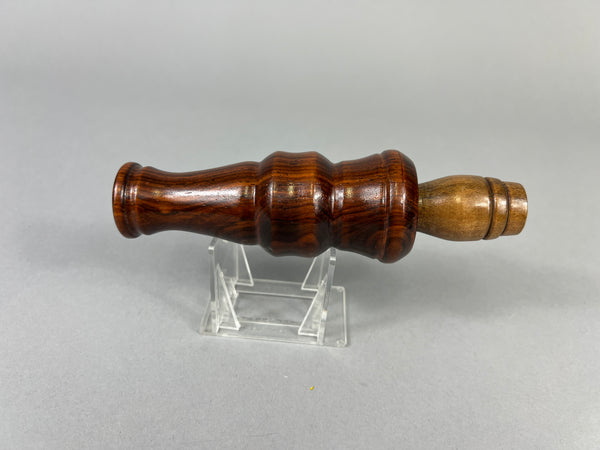 Hand Carved Goose Call with Unique Designed Feather on Barrel (#JB57)