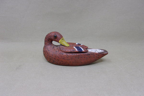 Miniature Folky Preening Mallard Hen (#4751)