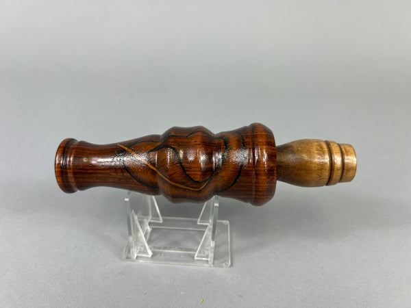 Hand Carved Goose Call with Unique Designed Feather on Barrel (#JB57)
