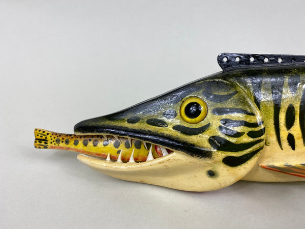 Al Nelson Muskie Eating a Perch Fish Spearing Decoy (#6417)
