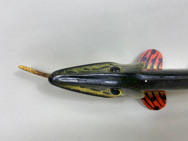 Al Nelson Muskie Eating a Perch Fish Spearing Decoy (#6417)
