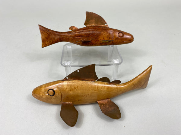 2 Natural Wood Fish Spearing Decoys (#6884)