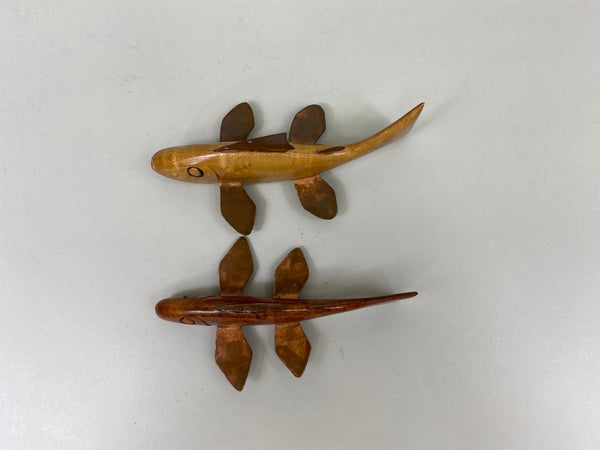 2 Natural Wood Fish Spearing Decoys (#6884)