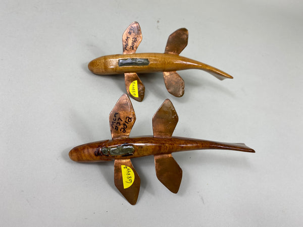 2 Natural Wood Fish Spearing Decoys (#6884)