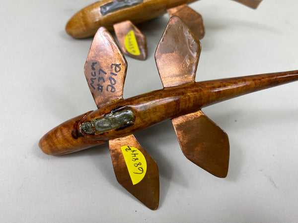 2 Natural Wood Fish Spearing Decoys (#6884)