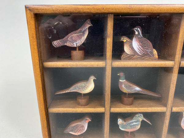 Tannery Lane Co. Shadow Box with various Miniature Bird Carvings (#7198)