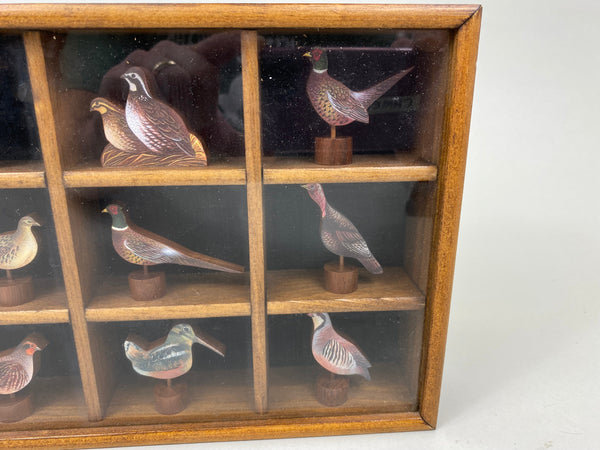 Tannery Lane Co. Shadow Box with various Miniature Bird Carvings (#7198)
