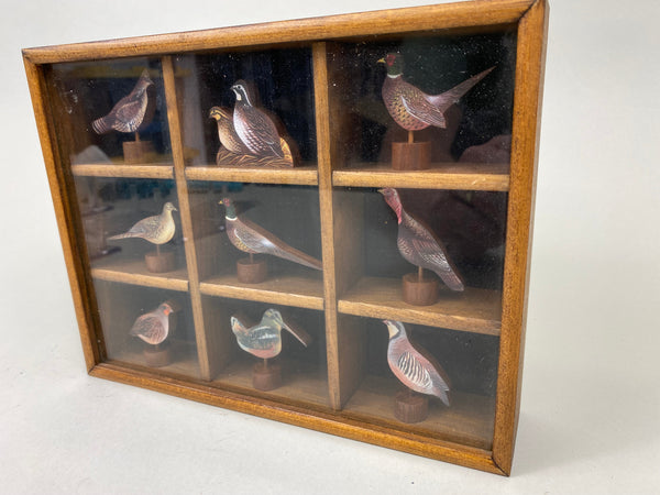 Tannery Lane Co. Shadow Box with various Miniature Bird Carvings (#7198)