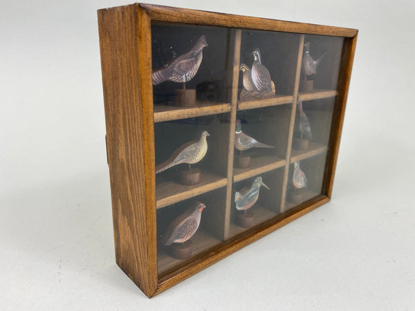 Tannery Lane Co. Shadow Box with various Miniature Bird Carvings (#7198)