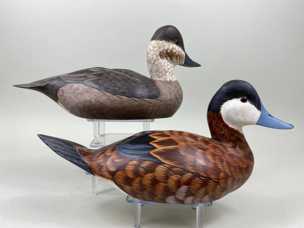 Pair of Tom Ferguson Ruddy Ducks, Branded, Signed, Dated (#7276)