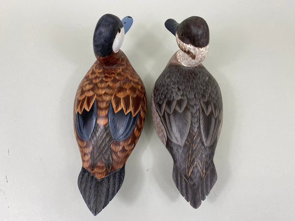 Pair of Tom Ferguson Ruddy Ducks, Branded, Signed, Dated (#7276)