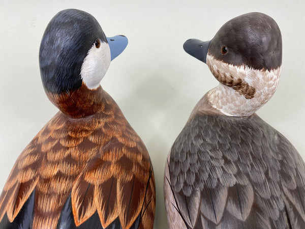 Pair of Tom Ferguson Ruddy Ducks, Branded, Signed, Dated (#7276)