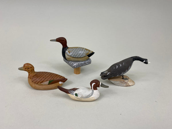 Lot of 4 Miniature Wooden Ducks (#7550)