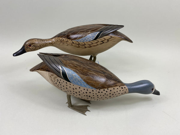 Pair of Standing Blue-Wing Teal by Virgil Hodge and Charlie Moore (#7624)