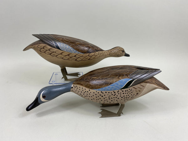 Pair of Standing Blue-Wing Teal by Virgil Hodge and Charlie Moore (#7624)