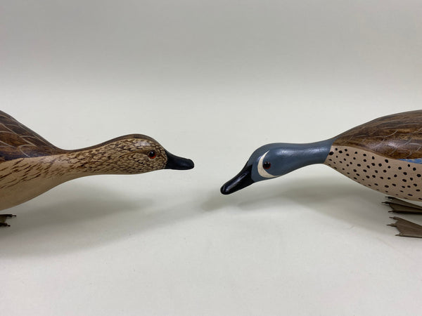Pair of Standing Blue-Wing Teal by Virgil Hodge and Charlie Moore (#7624)