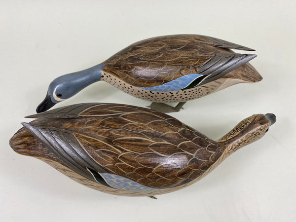 Pair of Standing Blue-Wing Teal by Virgil Hodge and Charlie Moore (#7624)