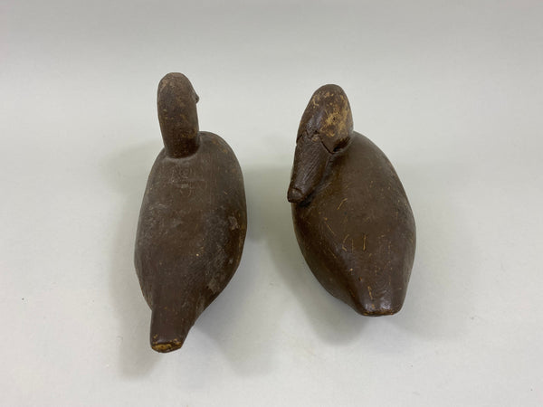 2 Primitive Pocket Mallard Hens, Circa 1940's (#7636)