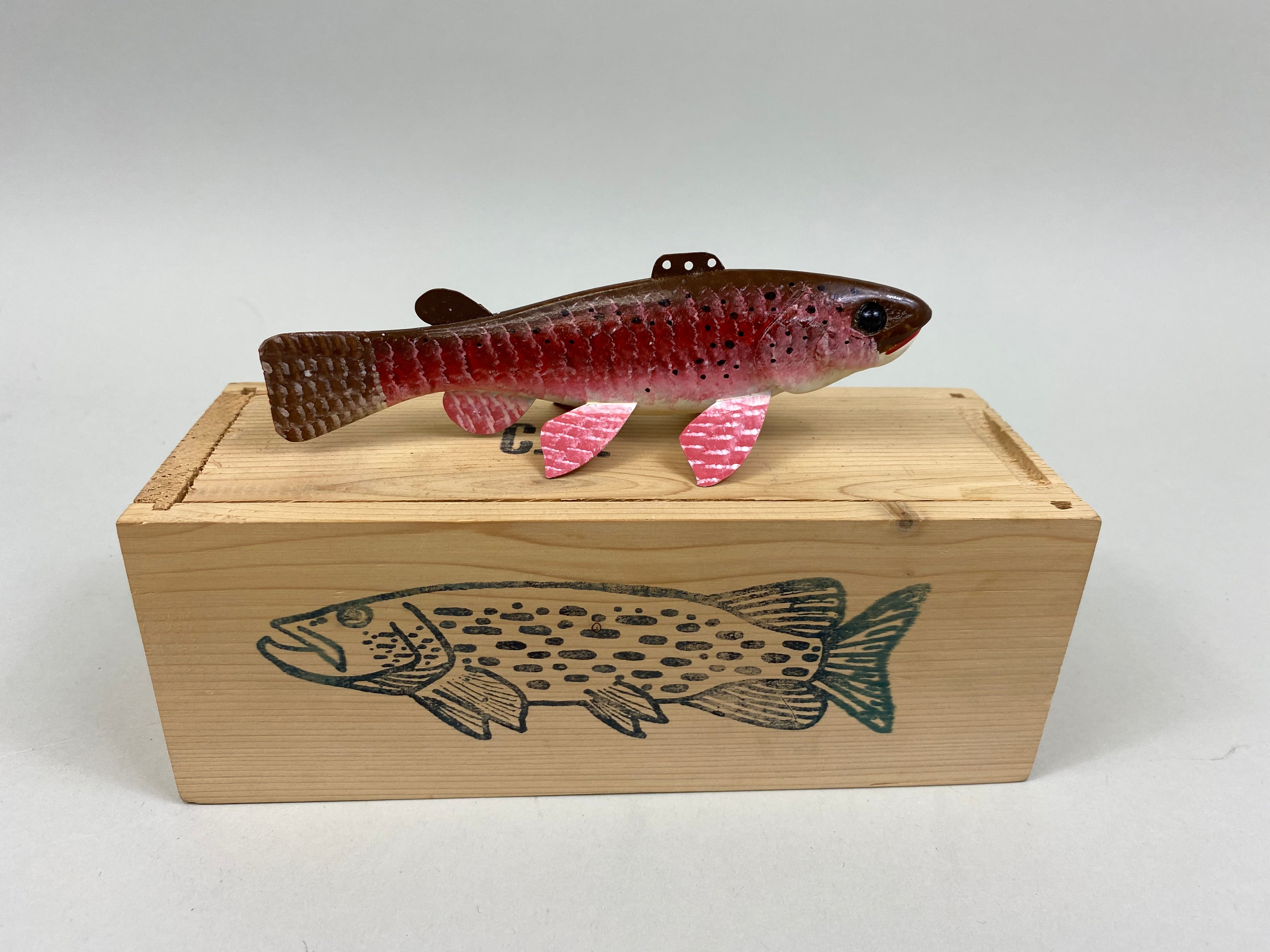 Carl Christiansen Trout Spearing Decoy in Wooden Box (#7693)