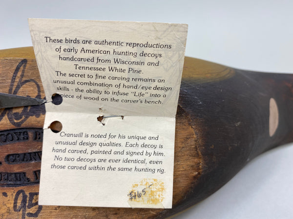 Gerald Cranwill Wood Duck, Branded, Signed, Tagged (#7790)