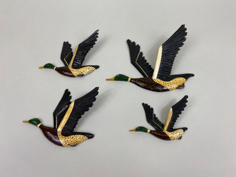 4 Miniature Flyer Mallard Drakes, Assorted Sizes, Unknown (#7899)