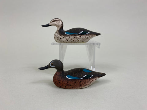 Ray Schalk Miniature Pair of Mason Style Blue-Winged Teal (#8367)