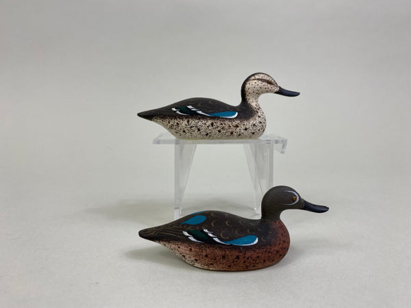 Ray Schalk Miniature Pair of Mason Style Blue-Winged Teal (#8367)