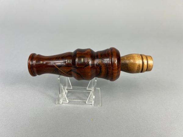 Hand Carved Goose Call with Unique Designed Feather on Barrel (#JB57)