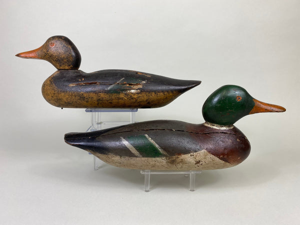 Mason Painted Eye Pair of Mallards, Original Paint (#8572)