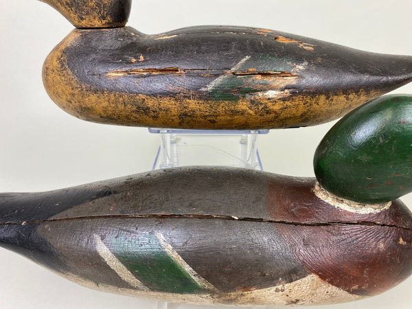 Mason Painted Eye Pair of Mallards, Original Paint (#8572)