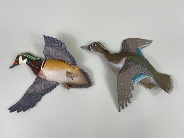 W. L. Gable Pair of Wall Mount Flying Wood Ducks (#8617)