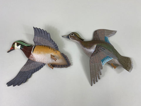 W. L. Gable Pair of Wall Mount Flying Wood Ducks (#8617)
