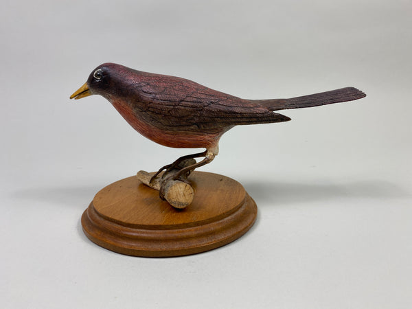 Hand Carved Robin on Wooden Base (#9335)