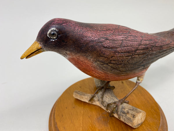 Hand Carved Robin on Wooden Base (#9335)