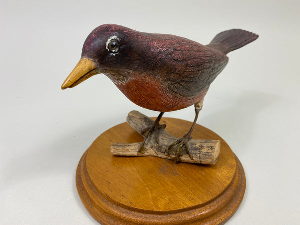 Hand Carved Robin on Wooden Base (#9335)