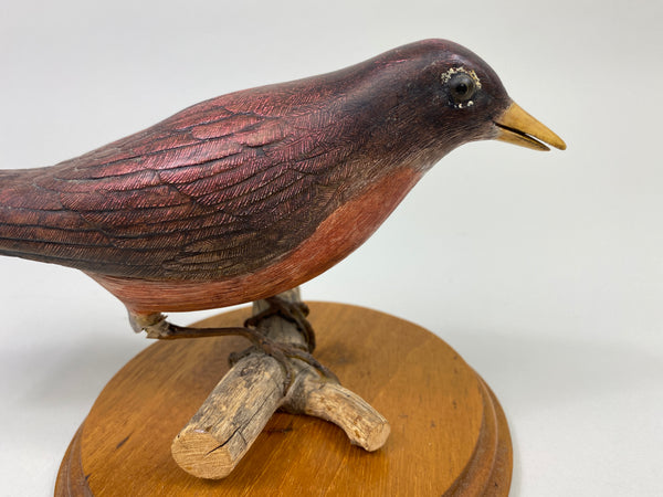 Hand Carved Robin on Wooden Base (#9335)