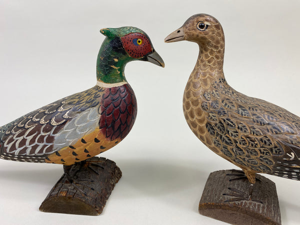 Pair of Third Size Standing Pheasants (#9629)