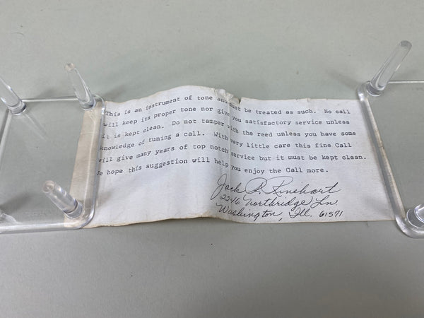 Jack Rinehart Carved Goose Call with Original typed/signed paperwork (#B28)