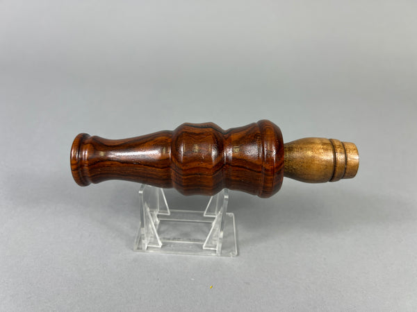 Hand Carved Goose Call with Unique Designed Feather on Barrel (#JB57)