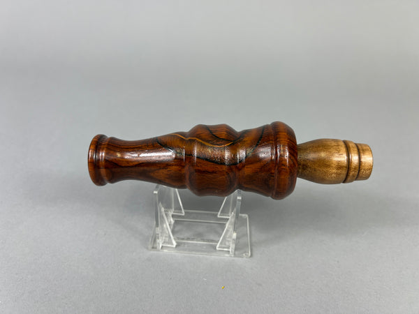 Hand Carved Goose Call with Unique Designed Feather on Barrel (#JB57)
