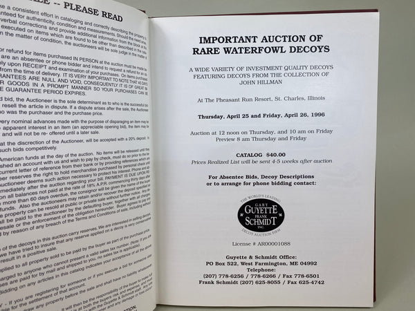 The Hillman Collection Rare Antique Waterfowl Decoys, Hardcover