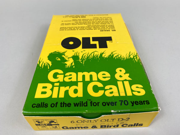 Lot of 6 PS Olt D-2 Duck Calls, Gold Letters, Display Case, Original Boxes, Near Mint (#M25)