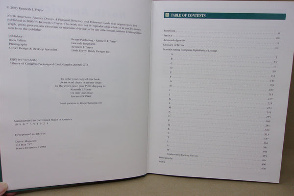 North American Factory Decoys A Pictorial Identification and Reference Guide by Ken Trayer