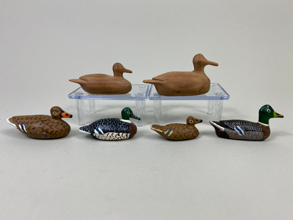 6 Miniature Huck Brown Duck Carvings (#P209)
