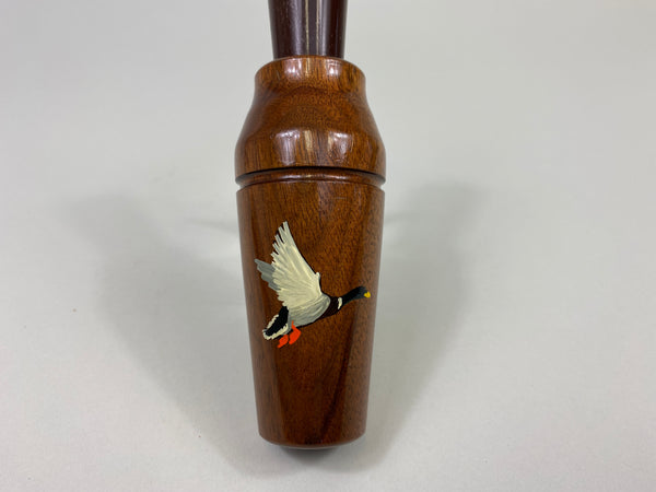 Glynn Scobey Duck Call with Painted Flying Mallard, box and paperwork (#P222)