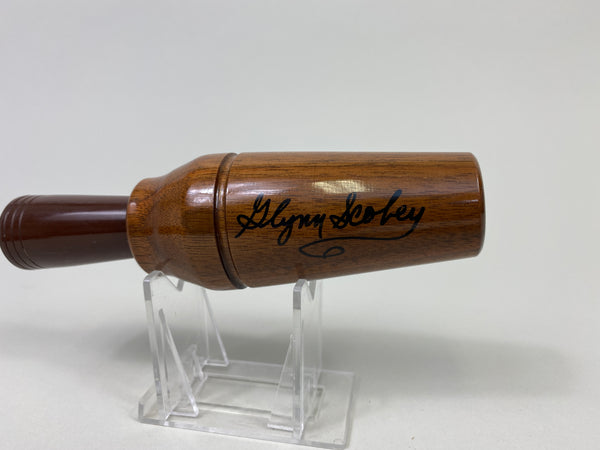 Glynn Scobey Duck Call with Painted Flying Mallard, box and paperwork (#P222)