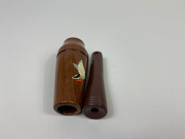 Glynn Scobey Duck Call with Painted Flying Mallard, box and paperwork (#P222)