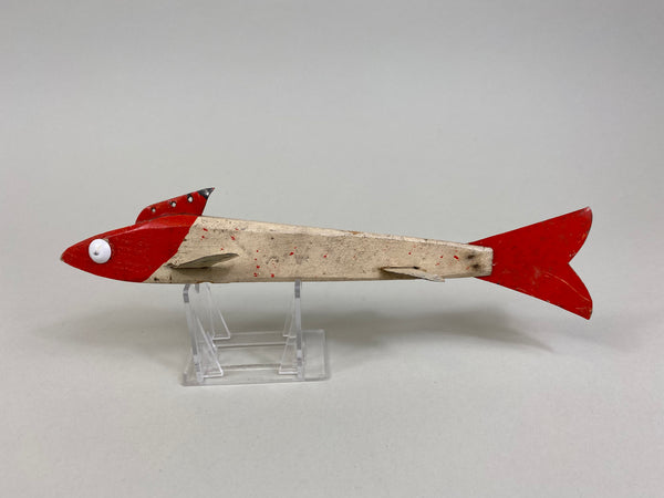 Unknown Red and White Fish Spearing Decoy (#P28)