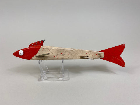 Unknown Red and White Fish Spearing Decoy (#P28)