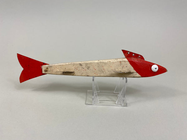 Unknown Red and White Fish Spearing Decoy (#P28)